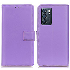 Custodia Portafoglio In Pelle Cover con Supporto A08D per Oppo Reno6 5G Viola