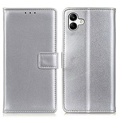 Custodia Portafoglio In Pelle Cover con Supporto A08D per Samsung Galaxy A04 4G Argento