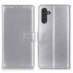 Custodia Portafoglio In Pelle Cover con Supporto A08D per Samsung Galaxy A13 5G Argento