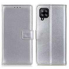 Custodia Portafoglio In Pelle Cover con Supporto A08D per Samsung Galaxy A22 4G Argento