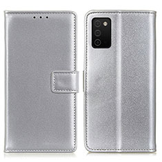 Custodia Portafoglio In Pelle Cover con Supporto A08D per Samsung Galaxy F02S SM-E025F Argento