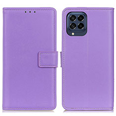 Custodia Portafoglio In Pelle Cover con Supporto A08D per Samsung Galaxy M53 5G Viola