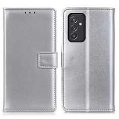 Custodia Portafoglio In Pelle Cover con Supporto A08D per Samsung Galaxy M54 5G Argento