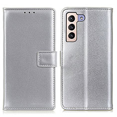 Custodia Portafoglio In Pelle Cover con Supporto A08D per Samsung Galaxy S22 Plus 5G Argento
