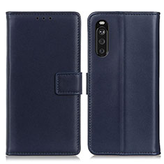 Custodia Portafoglio In Pelle Cover con Supporto A08D per Sony Xperia 10 III Lite Blu