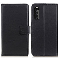 Custodia Portafoglio In Pelle Cover con Supporto A08D per Sony Xperia 10 III Lite Nero