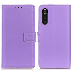 Custodia Portafoglio In Pelle Cover con Supporto A08D per Sony Xperia 10 III Viola