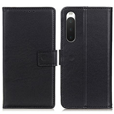 Custodia Portafoglio In Pelle Cover con Supporto A08D per Sony Xperia 10 IV SO-52C Nero