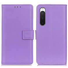 Custodia Portafoglio In Pelle Cover con Supporto A08D per Sony Xperia 10 IV SOG07 Viola