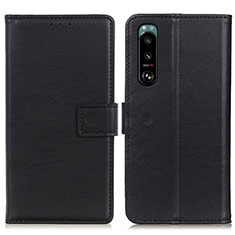 Custodia Portafoglio In Pelle Cover con Supporto A08D per Sony Xperia 5 III SO-53B Nero