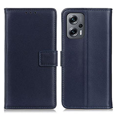 Custodia Portafoglio In Pelle Cover con Supporto A08D per Xiaomi Redmi Note 12 Turbo 5G Blu