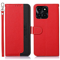 Custodia Portafoglio In Pelle Cover con Supporto A09D per Huawei Honor X6a Rosso