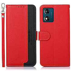 Custodia Portafoglio In Pelle Cover con Supporto A09D per Motorola Moto E13 Rosso