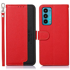 Custodia Portafoglio In Pelle Cover con Supporto A09D per Motorola Moto Edge 20 5G Rosso