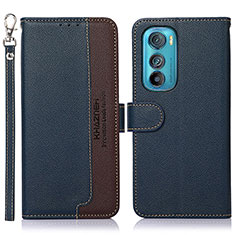 Custodia Portafoglio In Pelle Cover con Supporto A09D per Motorola Moto Edge 30 5G Blu