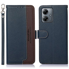 Custodia Portafoglio In Pelle Cover con Supporto A09D per Motorola Moto G14 Blu