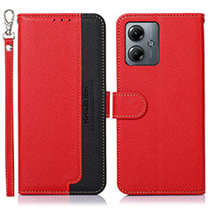 Custodia Portafoglio In Pelle Cover con Supporto A09D per Motorola Moto G14 Rosso