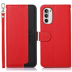 Custodia Portafoglio In Pelle Cover con Supporto A09D per Motorola MOTO G52 Rosso