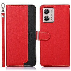 Custodia Portafoglio In Pelle Cover con Supporto A09D per Motorola Moto G53 5G Rosso