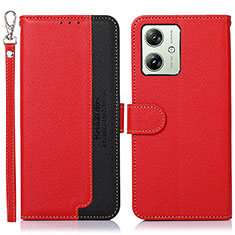 Custodia Portafoglio In Pelle Cover con Supporto A09D per Motorola Moto G54 5G Rosso