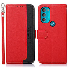 Custodia Portafoglio In Pelle Cover con Supporto A09D per Motorola Moto G71 5G Rosso