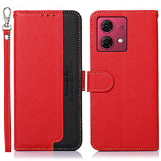 Custodia Portafoglio In Pelle Cover con Supporto A09D per Motorola Moto G84 5G Rosso