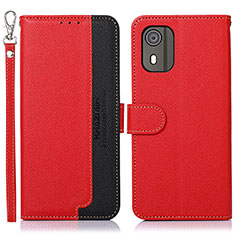 Custodia Portafoglio In Pelle Cover con Supporto A09D per Nokia C02 Rosso