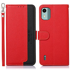 Custodia Portafoglio In Pelle Cover con Supporto A09D per Nokia C12 Pro Rosso