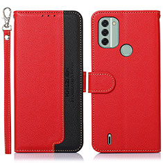 Custodia Portafoglio In Pelle Cover con Supporto A09D per Nokia C31 Rosso