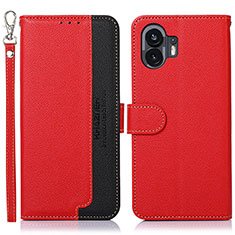 Custodia Portafoglio In Pelle Cover con Supporto A09D per Nothing Phone 2 Rosso