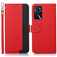 Custodia Portafoglio In Pelle Cover con Supporto A09D per Oppo A16 Rosso