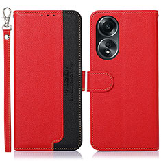 Custodia Portafoglio In Pelle Cover con Supporto A09D per Oppo A58 4G Rosso