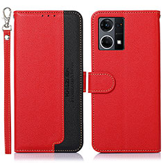 Custodia Portafoglio In Pelle Cover con Supporto A09D per Oppo F21s Pro 4G Rosso