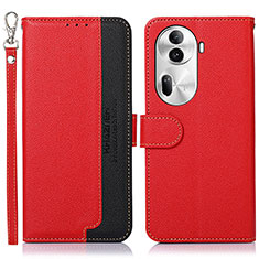 Custodia Portafoglio In Pelle Cover con Supporto A09D per Oppo Reno11 Pro 5G Rosso