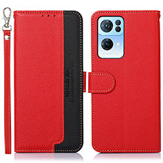 Custodia Portafoglio In Pelle Cover con Supporto A09D per Oppo Reno7 Pro 5G Rosso