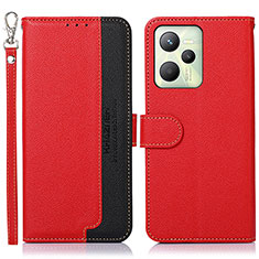 Custodia Portafoglio In Pelle Cover con Supporto A09D per Realme C35 Rosso