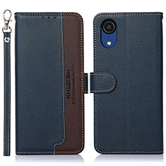 Custodia Portafoglio In Pelle Cover con Supporto A09D per Samsung Galaxy A03 Core Blu