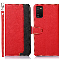 Custodia Portafoglio In Pelle Cover con Supporto A09D per Samsung Galaxy A03s Rosso