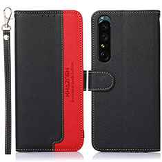 Custodia Portafoglio In Pelle Cover con Supporto A09D per Sony Xperia 1 IV Nero