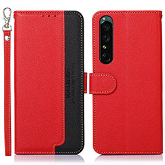 Custodia Portafoglio In Pelle Cover con Supporto A09D per Sony Xperia 1 IV SO-51C Rosso