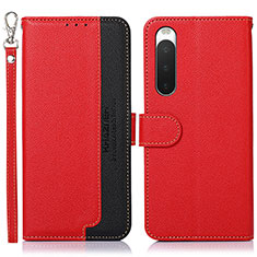 Custodia Portafoglio In Pelle Cover con Supporto A09D per Sony Xperia 10 IV SO-52C Rosso