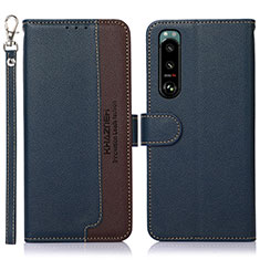 Custodia Portafoglio In Pelle Cover con Supporto A09D per Sony Xperia 5 III Blu