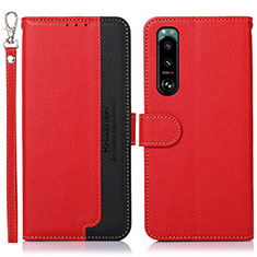 Custodia Portafoglio In Pelle Cover con Supporto A09D per Sony Xperia 5 III Rosso