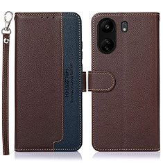 Custodia Portafoglio In Pelle Cover con Supporto A09D per Xiaomi Redmi 13C Marrone