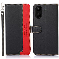 Custodia Portafoglio In Pelle Cover con Supporto A09D per Xiaomi Redmi 13C Nero