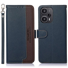 Custodia Portafoglio In Pelle Cover con Supporto A09D per Xiaomi Redmi Note 12 Turbo 5G Blu