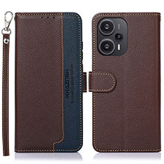 Custodia Portafoglio In Pelle Cover con Supporto A09D per Xiaomi Redmi Note 12 Turbo 5G Marrone