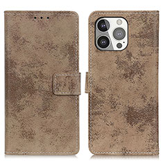 Custodia Portafoglio In Pelle Cover con Supporto A10 per Apple iPhone 14 Pro Max Khaki