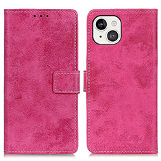 Custodia Portafoglio In Pelle Cover con Supporto A10 per Apple iPhone 15 Rosa Caldo