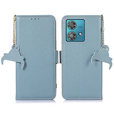 Custodia Portafoglio In Pelle Cover con Supporto A10D per Motorola Moto Edge 40 Neo 5G Azzurro